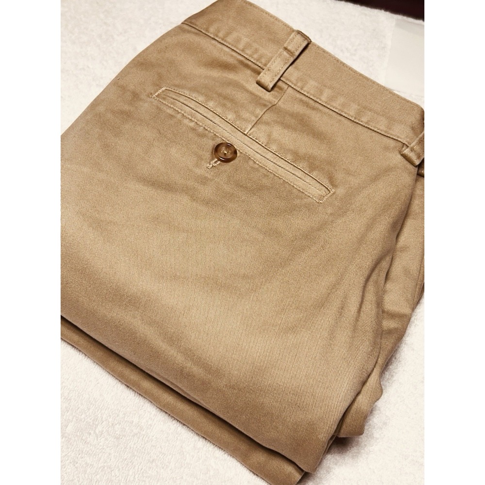 VTG L.L. Bean Flannel Lined Chinos Flat Front Pants 37X30 Green/Blue Tartan AAA+